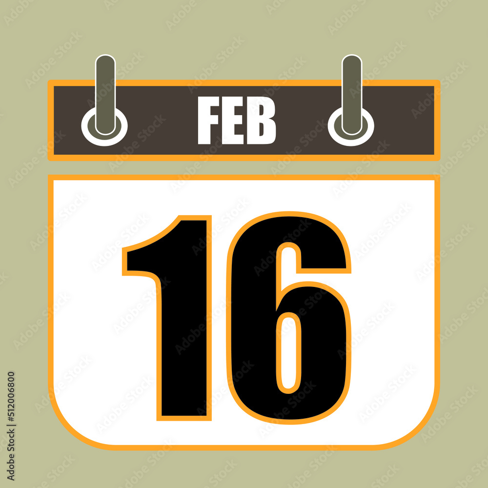 Poster calendar flipping date time day month feb simple flat vector illustration application app logo icon 