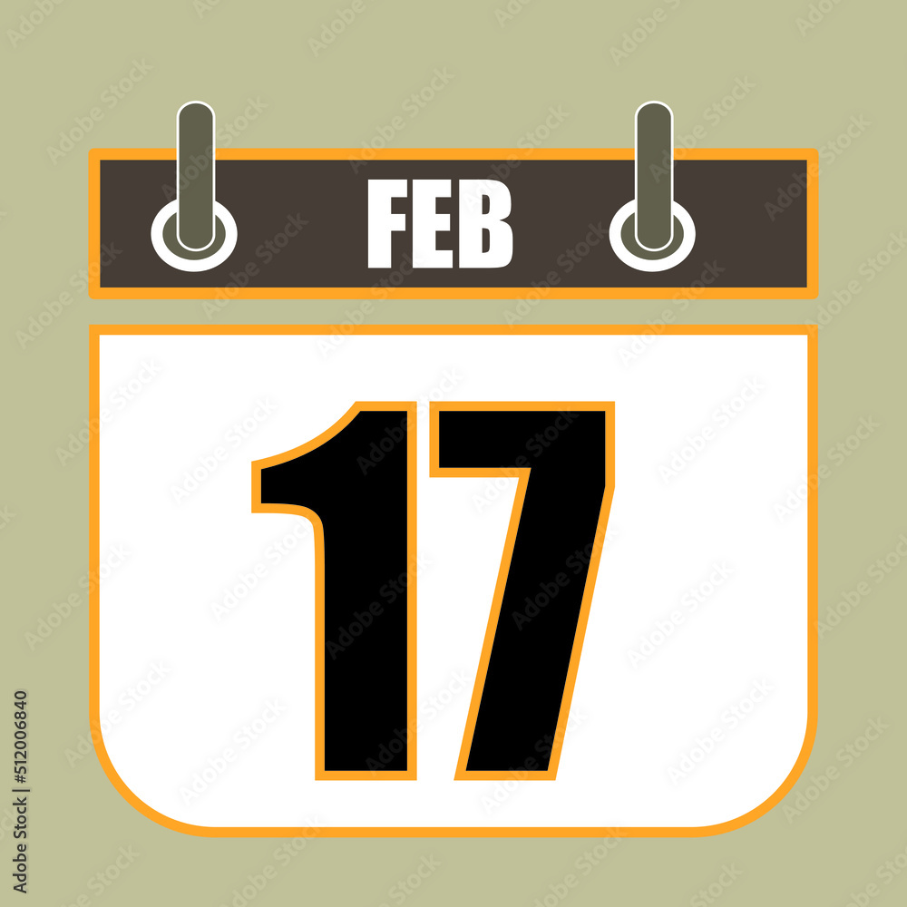 Poster calendar flipping date time day month feb simple flat vector illustration application app logo icon 