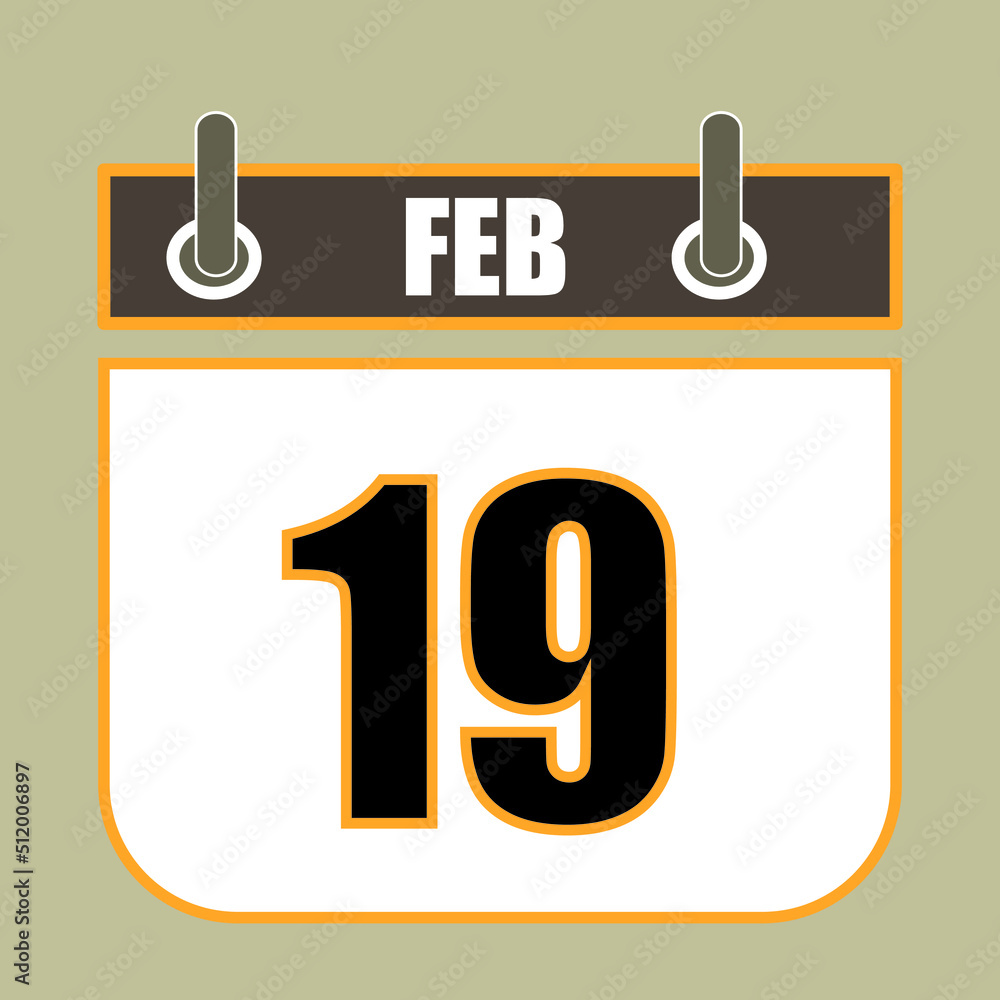 Poster calendar flipping date time day month feb simple flat vector illustration application app logo icon 