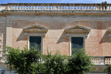 The balcony of an house in Gallipoli, an old village in the province of Lecce in Italy.