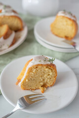 Traditional vanilla pound cake with orange extract