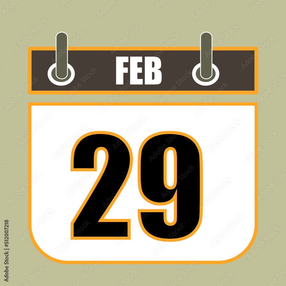 Poster calendar flipping date time day month feb simple flat vector illustration application app logo icon 