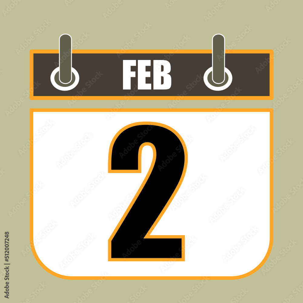 Poster calendar flipping date time day month feb simple flat vector illustration application app logo icon 