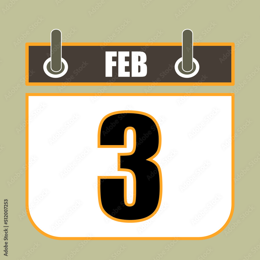 Poster calendar flipping date time day month feb simple flat vector illustration application app logo icon 