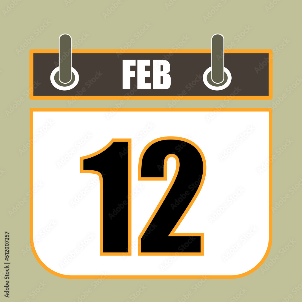 Poster calendar flipping date time day month feb simple flat vector illustration application app logo icon 