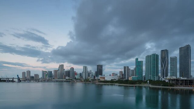 Downtown Miami in Night to day time lapse