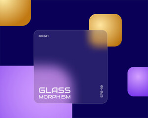Transparent square in glassmorphism style. Place for your texts. Vector illustration.
