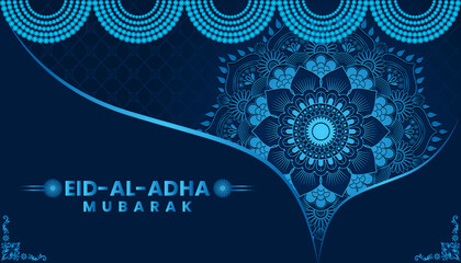 Eid al Adha Mubarak greeting card with ornament vector illustration