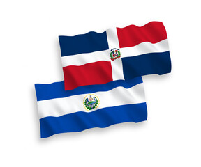 Flags of Dominican Republic and Republic of El Salvador on a white background