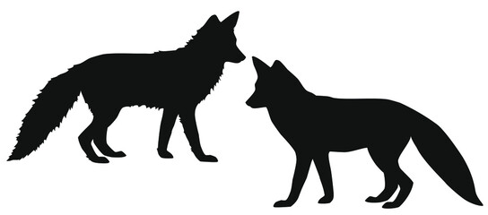 Fox silhouette. Two options - smooth and fluffy for your design