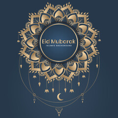 Eid Mubarak greeting card, eid Mubarak wishes with mandala background vector illustration