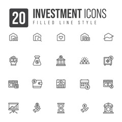 Simple Set of Investment Related Vector Line Icons. linear style sign for mobile concept and web design. line vector icon. Symbol, logo illustration.
