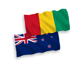 Fototapeta premium Flags of New Zealand and Guinea on a white background