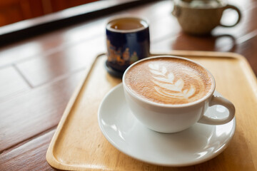 hot coffee cup on table, relax time, morning time

