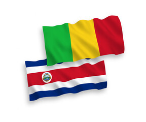 Flags of Republic of Costa Rica and Mali on a white background