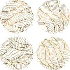 Set of abstract design. Circle dynamic waves and lines. Hand drawn simple shapes.