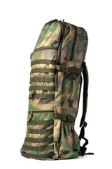 Military backpack isolated on a white background.