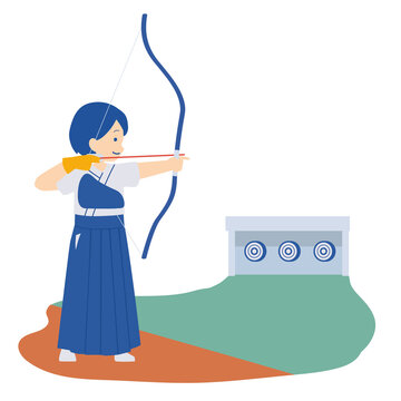 弓道をする女の子のイラスト