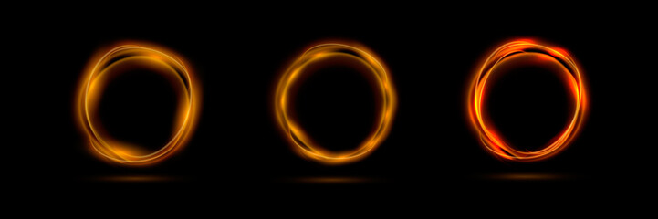 Modern magic witchcraft circle with runes. Ethereal fire portal sign with strange flame spark. Decor elements for magic doctor, shaman, medium