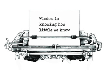 Vector inspirational motivational quote. Wisdom is knowing how little we know. Oscar Wilde