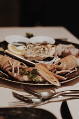 Raw shellfish and oysters