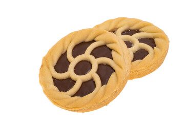 shortbread pie with filling isolated