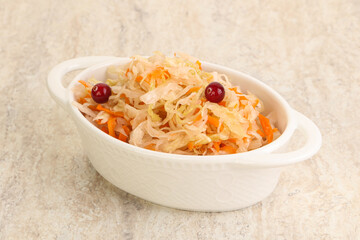 Fermented cabbage - sauerkraut in the bowl