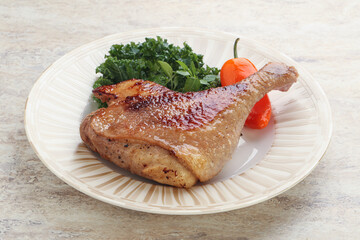 Roasted duck leg with orange sauce