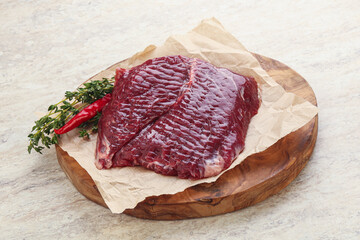 Raw beef machete steak for grill