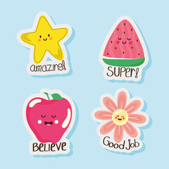 Fototapeta premium four positive stickers icons