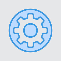 Settings icon in blue style about user interface, use for website mobile app presentation
