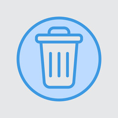 Delete icon in blue style about user interface, use for website mobile app presentation