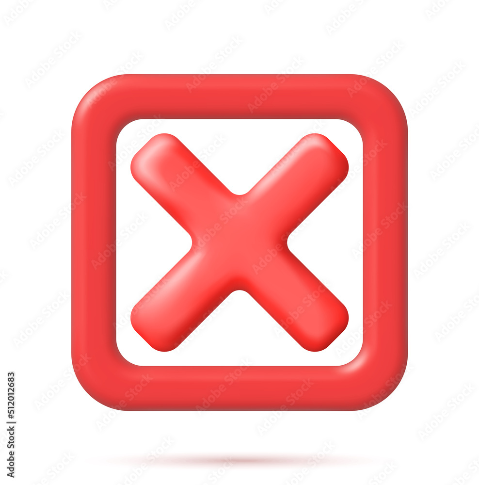 Poster 3d wrong button in square shape.