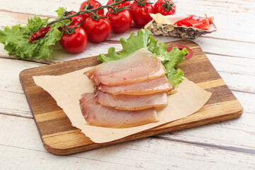 Sliced salted marlin fish carpaccio