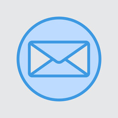 Email icon in blue style about user interface, use for website mobile app presentation