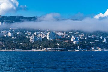 Naklejka premium Yalta, Crimea. Seascape overlooking the city's coastline.