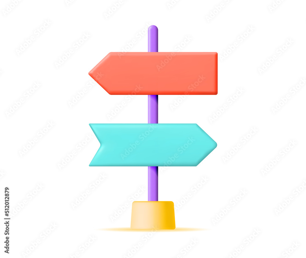 Poster 3d empty signpost with directions isolated