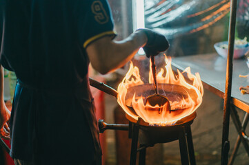 Street food at night in chinatown or Yaowarat, Chinatown is the famous street food of Thailand, Chinatown or Yaowarat. It is an important tourist attraction for tourists in Bangkok, Thailand.