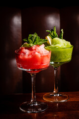 summer granita on the wooden background