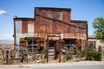 Mining shack in a ghost town in Johannesburg, California, USA