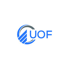 Obraz premium UOF Flat accounting logo design on white background. UOF creative initials Growth graph letter logo concept. UOF business finance logo design. 