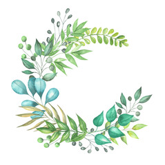 Frame of green leaves