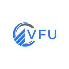 VFU Flat accounting logo design on white background. VFU creative initials Growth graph letter logo concept. VFU business finance logo design.
