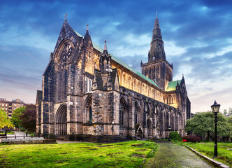 Glasgow Mungo cathedral at dramatic night, Scotland - UK