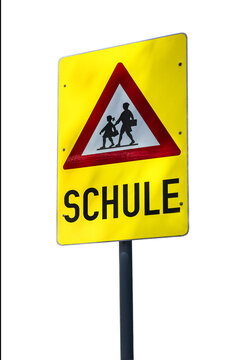 School zone traffic sign on white background