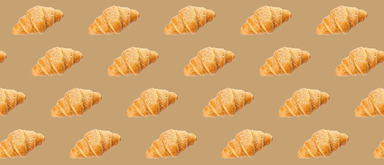 Tasty croissant on white background
