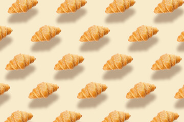 Tasty croissant on white background