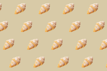 Tasty croissant on white background