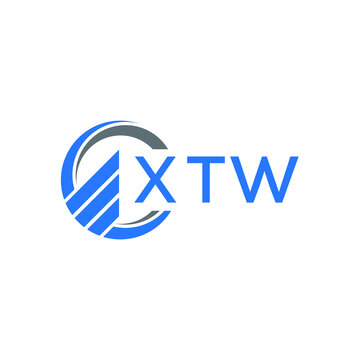 XTW Flat accounting logo design on white  background. XTW creative initials Growth graph letter logo concept. XTW business finance logo design.