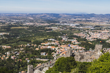 Fototapeta na wymiar A view of the town of Sintra in Portugal as seen from above